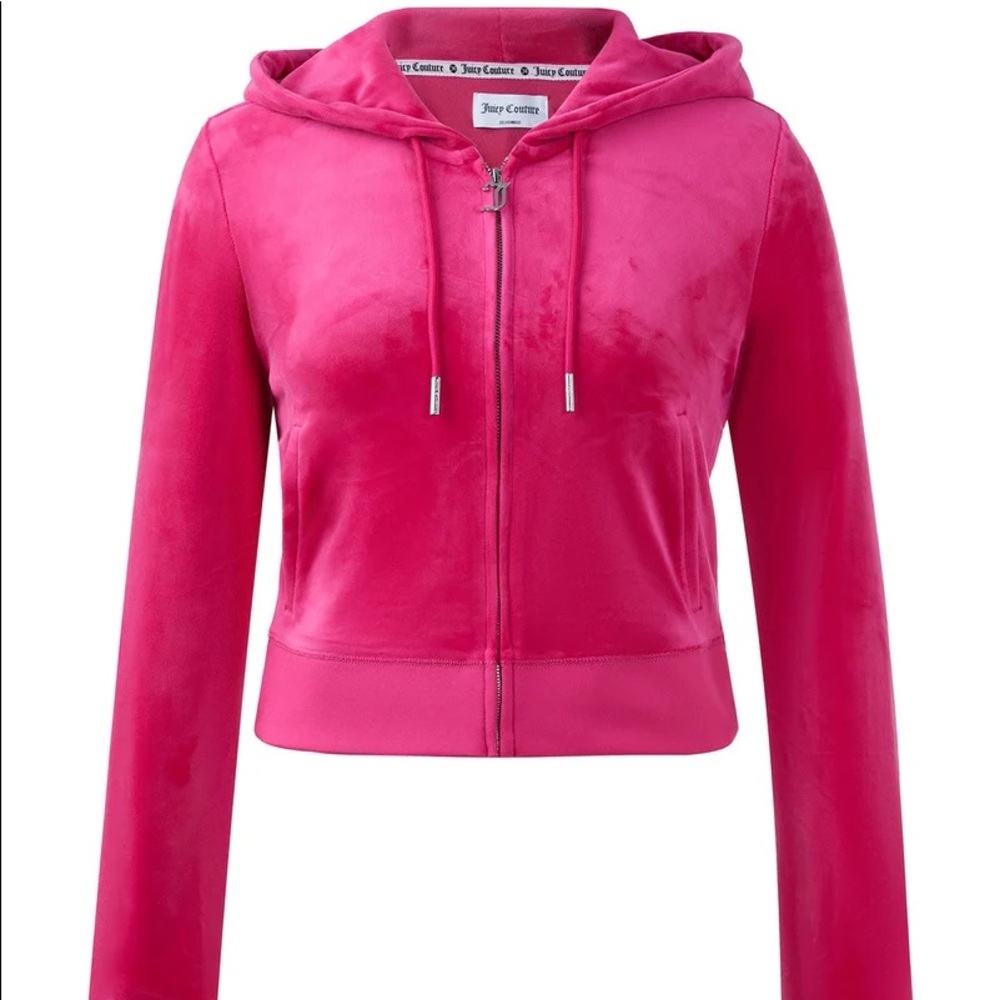 Juicy Couture OG BIG BLING VELOUR HOODIE Hot Pink - Picture 5 of 16